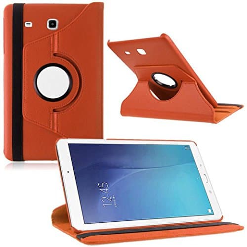Samsung Galaxy Tab Case Surper® 360 Rotating Leather Case Cover Stand for Samsung Galaxy Tab E T560 9.6 inch (Orange)