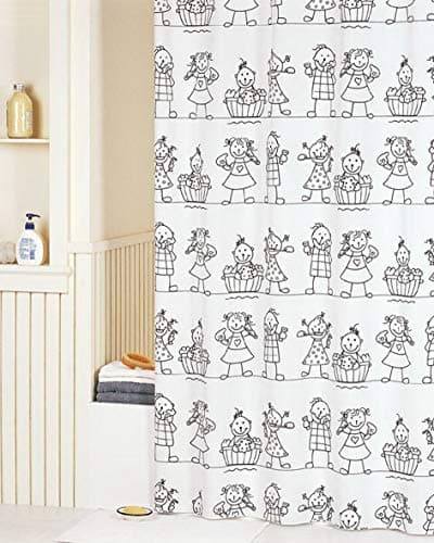 Spread Spain® Polyester Waterproof Textile Shower Curtain with 12 Plastic Hooks (180 x 200 cm)