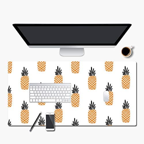 Extended PU Leather Mouse Pad Mat Large Office Gaming Table Desk Mousepad for PC Computer MacBook iMac Keyboard Phone Waterproof Washable Anti-Slip Ultra Thin 2mm - 31.4'' x 15.7'' rnairni (Pineapple)