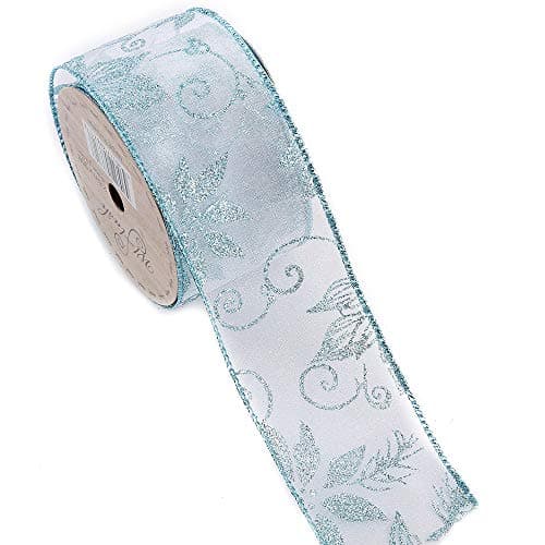 2-1/2-Inch Wide by 10 Yard Spool Wired Edge Craft Ribbon (464 Christmas Leaf Lake Green)