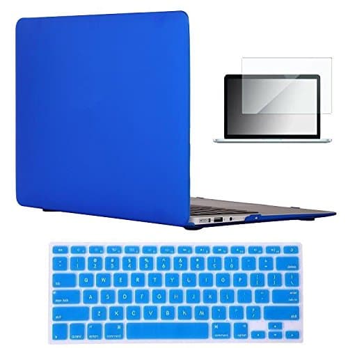 Vasileios 3in1 Rubberized Frosted Soft-touch Hard Shell Case Cover & Screen Protector for 13-inch Macbook Air 13.3" (Model: A1369 and A1466) (New Royal Blue)