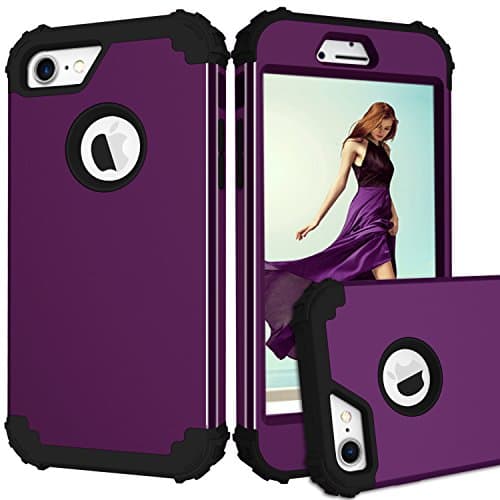 iPhone 8 Case, PSRAT iPhone 8 cover Shockproof Hybrid Full-body Protection, 3in1 Hard PC+Silicone Anti-Scratch Resistant High Impact Defender Protective Cover For Apple iPhone8 (2017) Purple