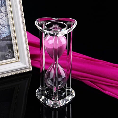 Hourglass Sand Timer 30 Minute Heart Crystal Creative Sand Timer for Kitchen, Office, School and Decorative Use - Finish with Real Beach Sand Pink