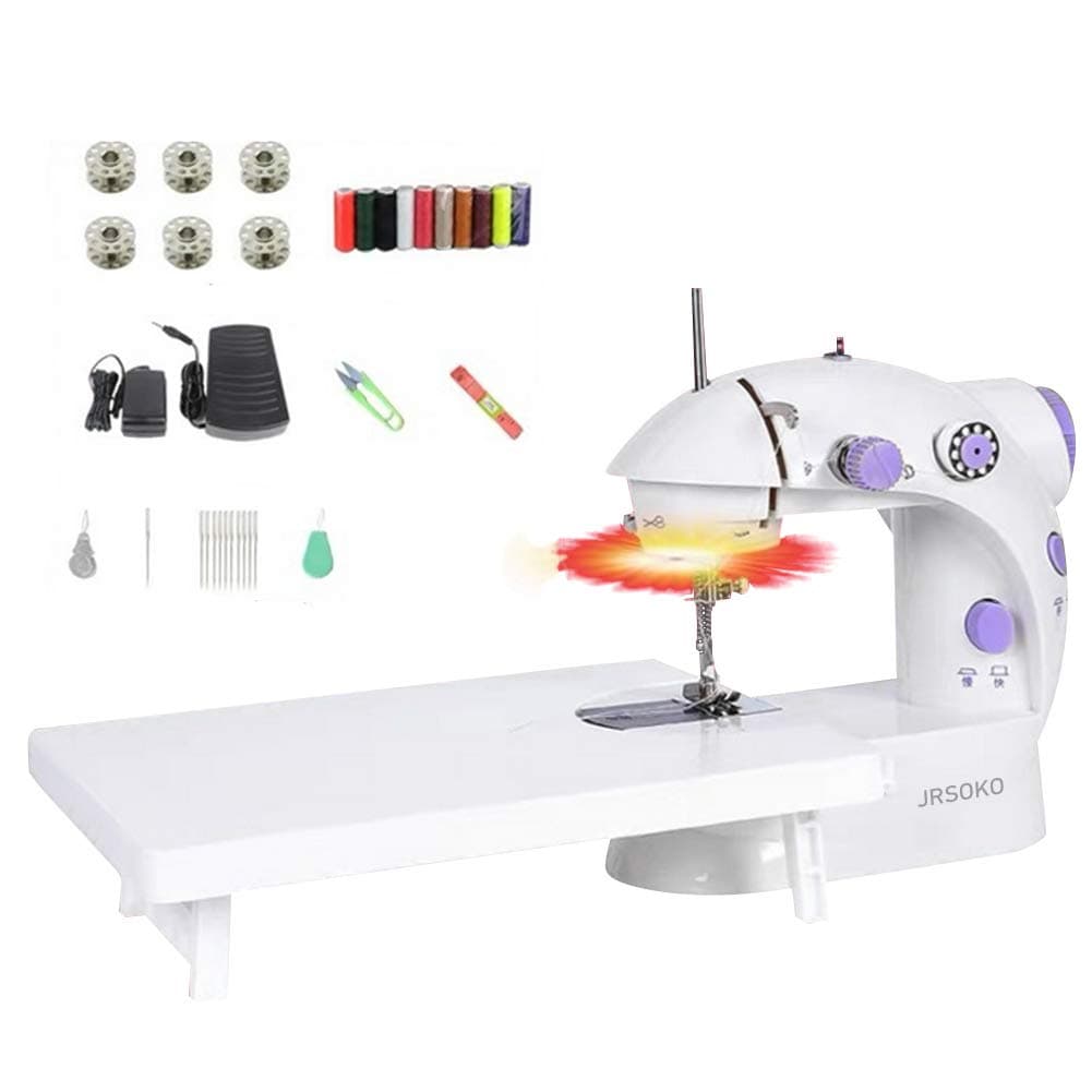 Mini Sewing Machine, Portable Electric Crafting Mending Machine 2-Speed Double Thread with Foot Pedal for Household Travel Beginner