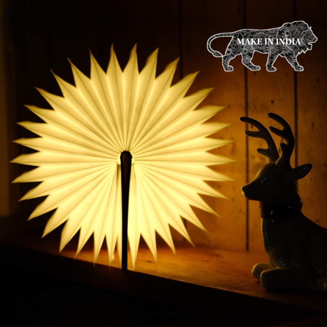 Inspiring Tech LED Portable Table Lamp Foldable, Walnut Wood, Book Shape