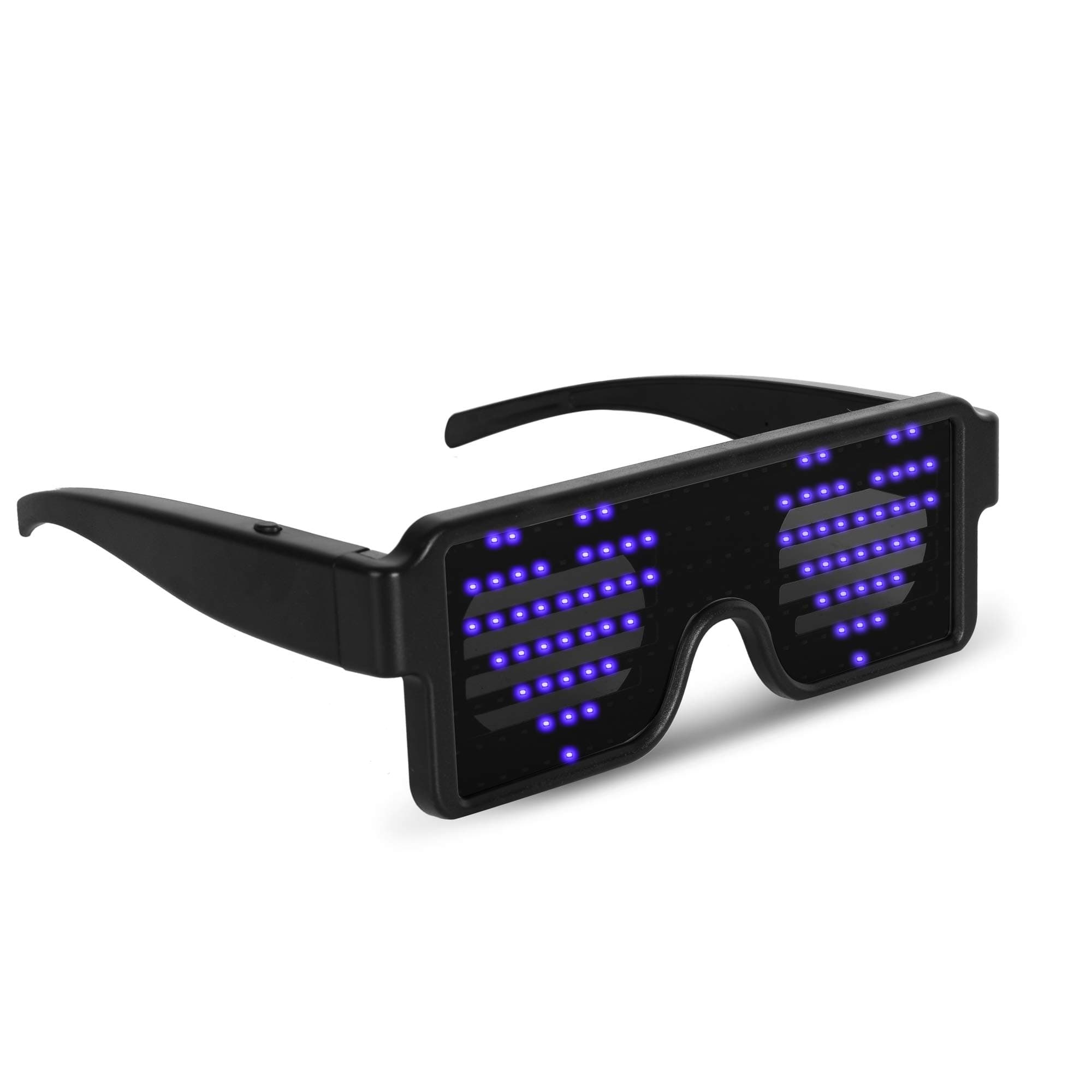 BLUE LED Flash Glasses 8 Adjustable Patterns Luminous Flashing Shades Eye Wear For Birthday Party Corporate Events Raves Music Festivals Nightclubs Concerts Weddings Dancing Group Fitness Great Gift