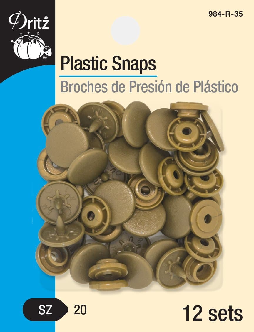 Dritz Plastic Snaps, Round, Gold, Size 20 (1/2-Inch) 12-Count