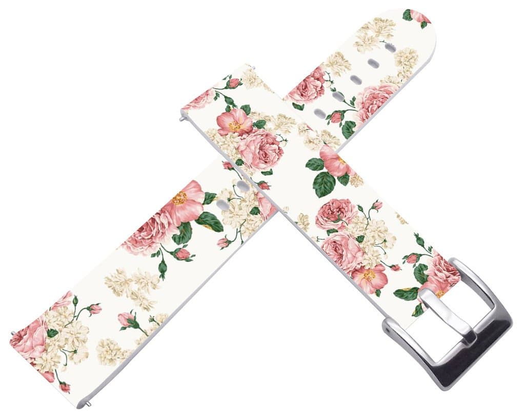 18mm Watch Bands Straps Leather Quick Release Compatible with Withings Activité/Activitie Pop/Steel/Steel HR for LG Watch Style for Asus ZenWatch 2 for Huawei Watch Luxury Wonderful Flower Texture