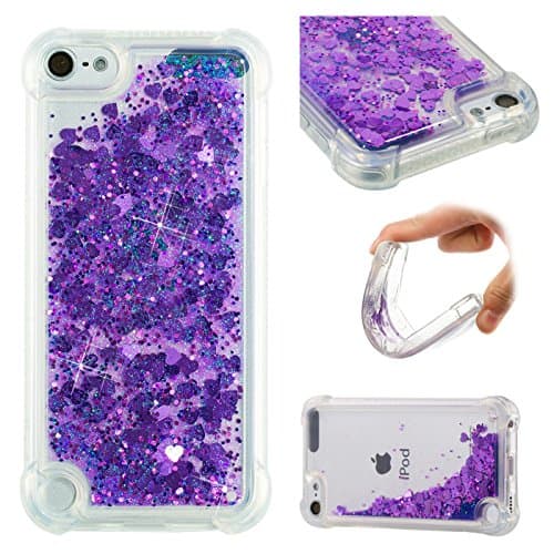 Liquid Case for iPod Touch 5th/6th Generation, Silicone Durable Case Cover Liquid Glitter Soft Transparent Clear TPU Crystal Gel Scratch Resistant for iPod Touch 5/6,Hancda Silicone Glitter Sparkle 3D Flowing Liquid Bling Shiny Anti Drop Shockproof Back Skin Shell Elegant Flexible Protective Cover for iPod Touch 5th/6th Generation - Dark Purple