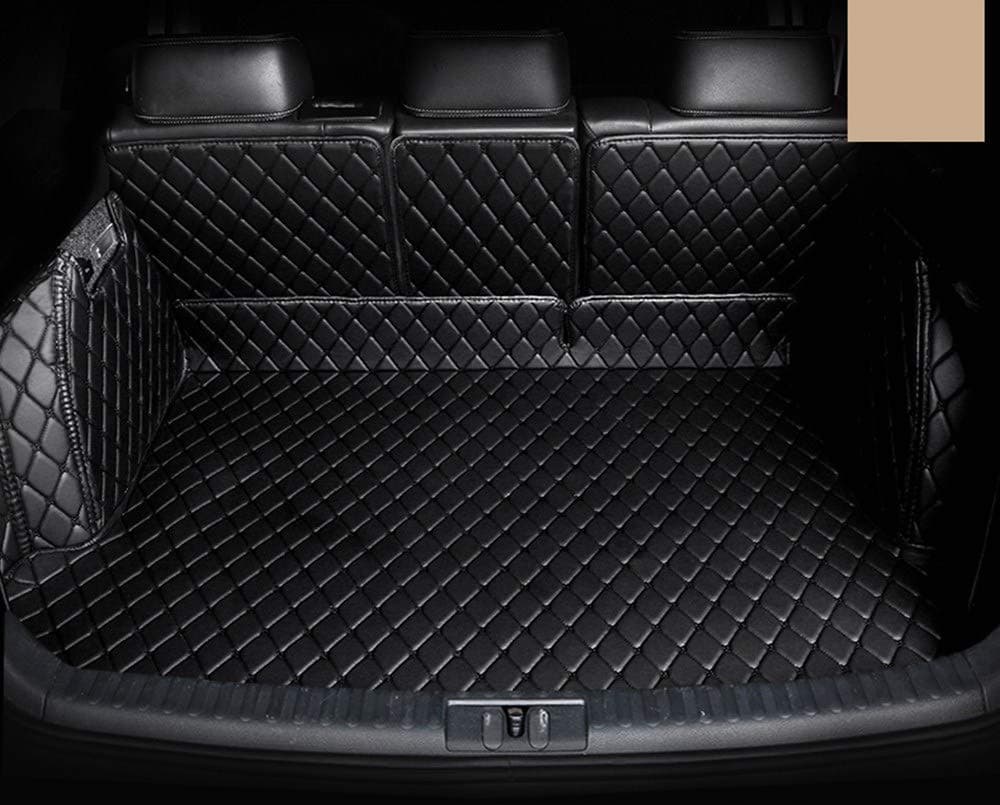 Cool Car Custom fit Cargo Mat boot liner Waterproof Full covered cargo liners Leather Boots Liner Pet Mats for AUDI Q7 (7 seat 2013-2015 no slide in the trunk, Black with black stitches)