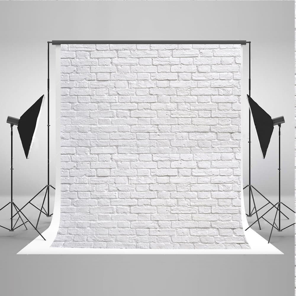WaW Studio Photo Background Rustic Style 5x7ft Grey White Brick Wall Backdrop Photography Fabric