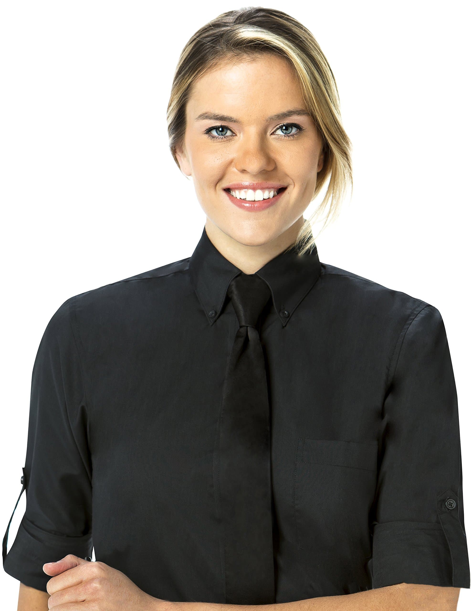 Server Shirts Women’s Button-Down Shirt Long Sleeve Button Down Collar, Pocket - Style Ava