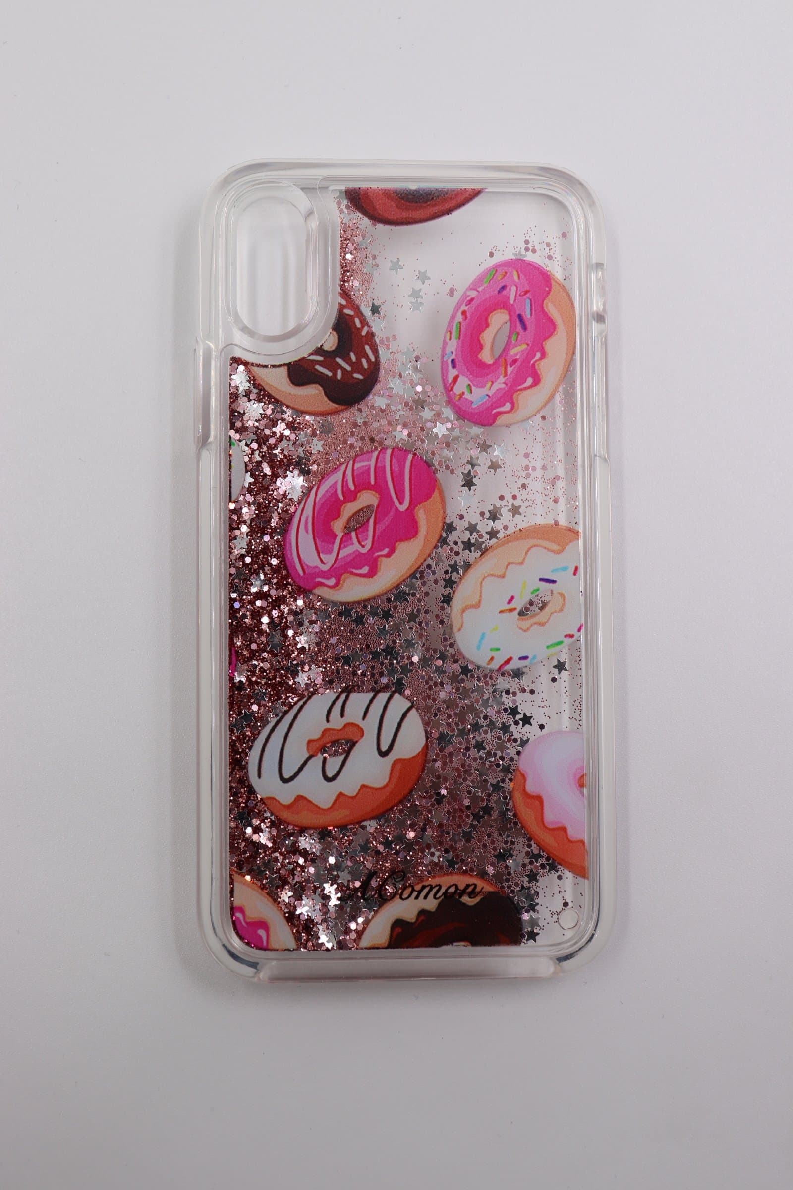 New Launch iPhone X Doughnut Case, Flowing Liquid Moving Bling Glitter Sparkle Floating Dynamic Hard Case Cover with Free Temper Glass Screen Protector