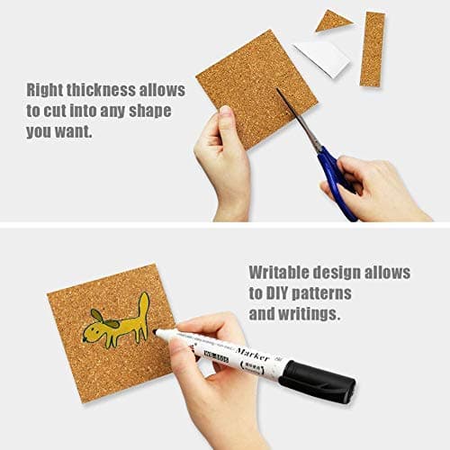 25 Pack Square Coasters Self-Adhesive Cork Squares 4"x 4" Backing Sheets Mini Wall Tiles for Coasters and DIY Crafts,10x10cm