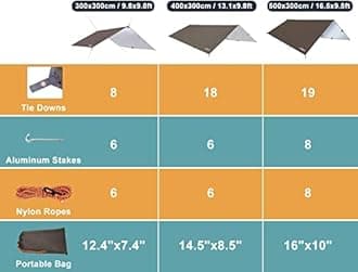 Unigear Hammock Rain Fly, 16.5/14.4/13.1/9.8ft Camping Tarp, UV Protection & Waterproof & Lightweight for Camping, Backpacking and Outdoor Adventure (Brown, 9.8 * 9.8ft)