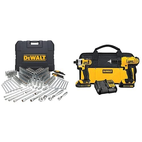 Mechanics Tools Kit and Socket Set, 204-Piece (DWMT72165) & 20V MAX* Cordless Drill Combo Kit, 2-Tool (DCK240C2)