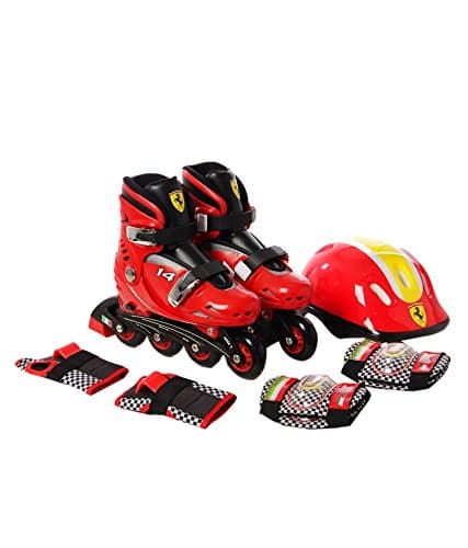 SWAGSPIN Ferrari Original Inline Skate Combo Set RED Size 29-32 Skating Kit