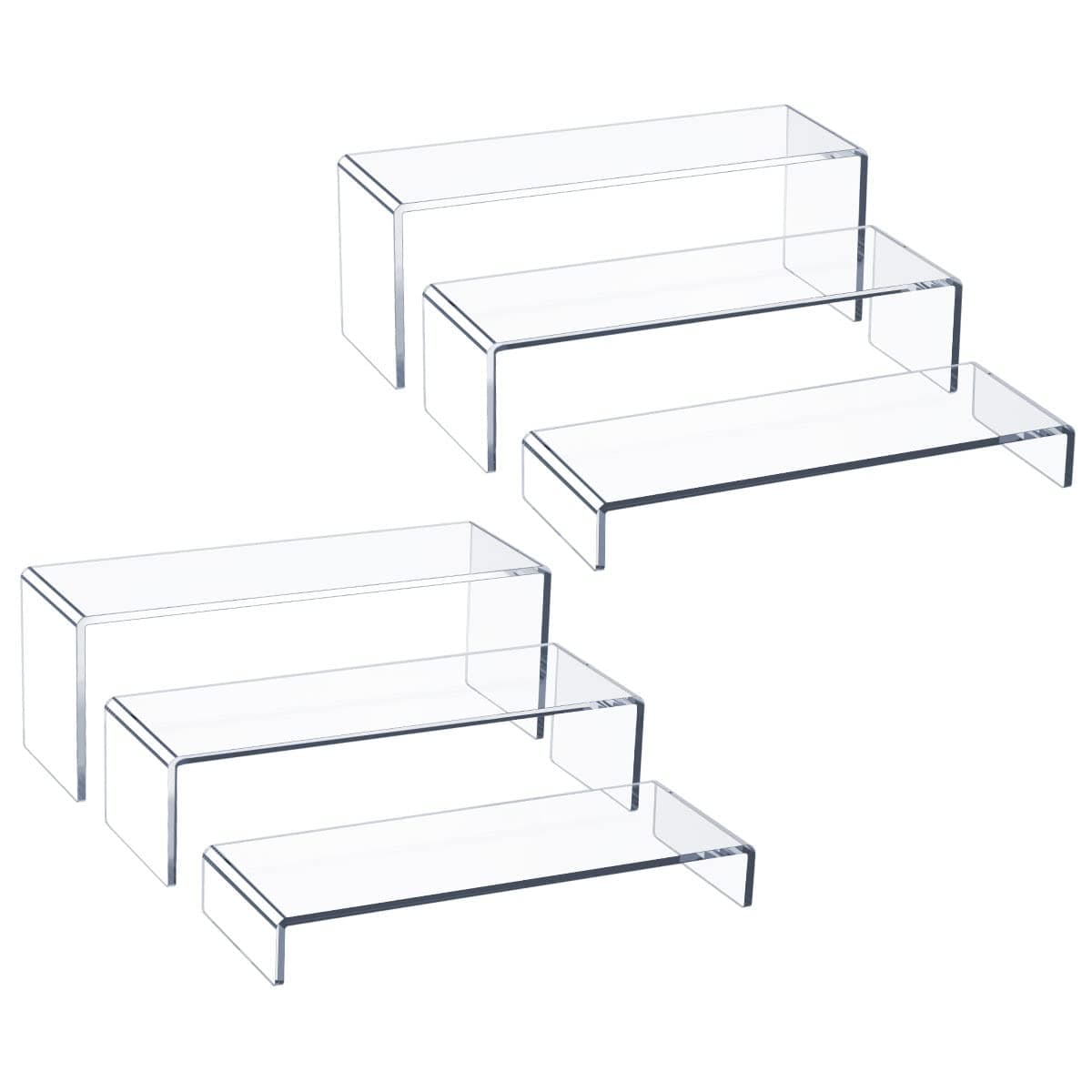 HIIMIEI Acrylic Display Risers, 2 Sets 6 Pcs 9" Large Risers, Clear Stand for Cupcake Dessert, Acrylic Showcase Shelf