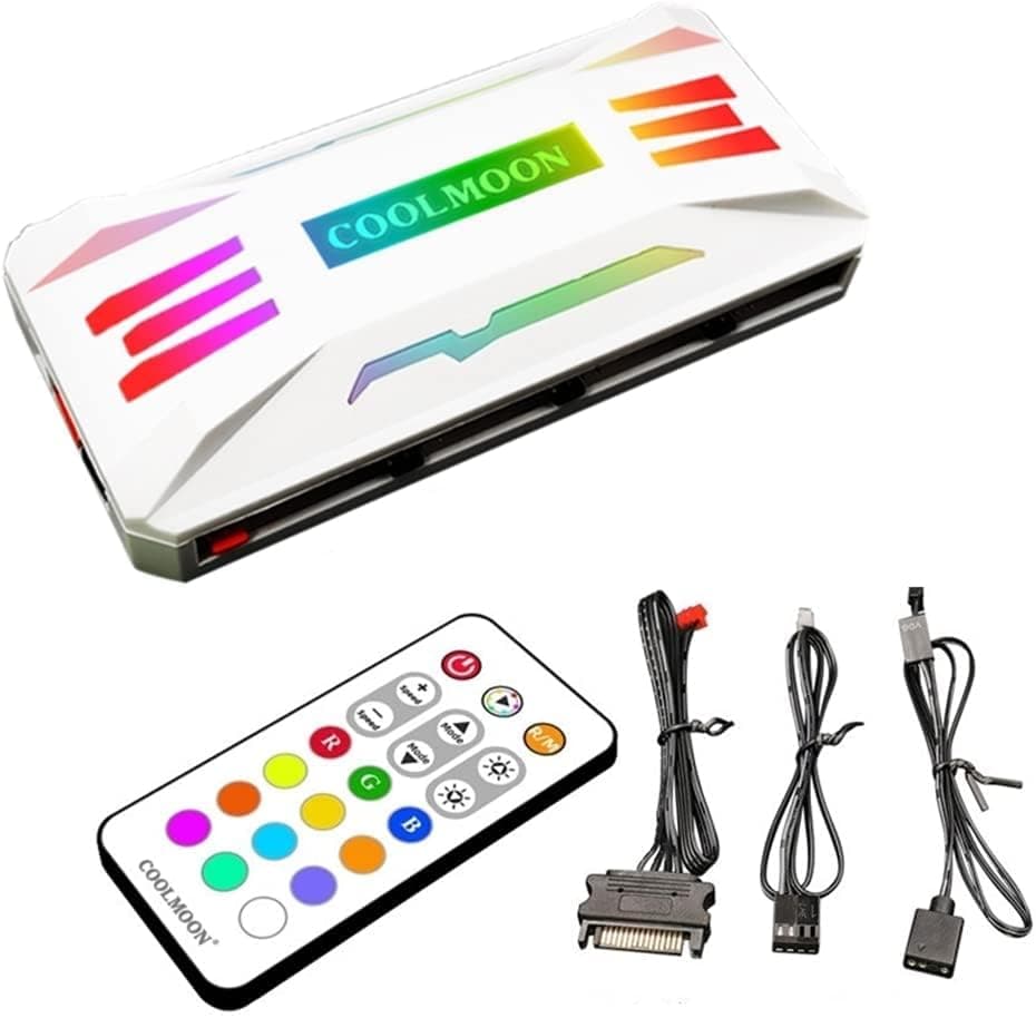 Pwm Fan Temperature Controller RGB Computer Hub Light Adapter, Speed Regulation Wireless Remote 5V ARGB Sync Integrator