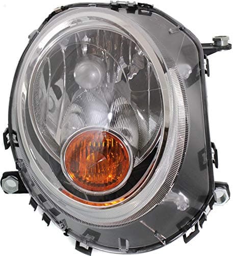 Evan Fischer Headlight Compatible with Mini Cooper 2007-2015, Passenger Side,with Amber Turn Indicator, For Model Code R55, R56, R57,R58 and R59, with Bulb, Halogen, without Auto Leveling