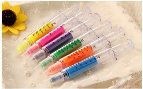 Candy-colored needle shape highlighter pen creative stationery