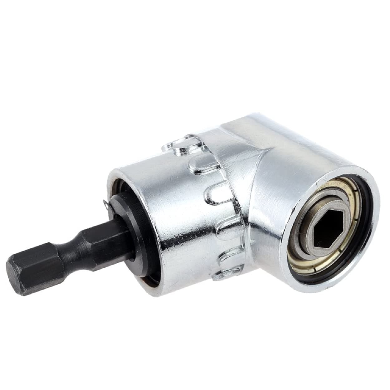 105 Degree Right Angle Drill Drive Chrome Finish Adaptor Or Hex Shank Screwdriver Attachment 1/4 Inch Angled Adapter Bit Socket Set Tool 1 Piece, 0.25 Inches