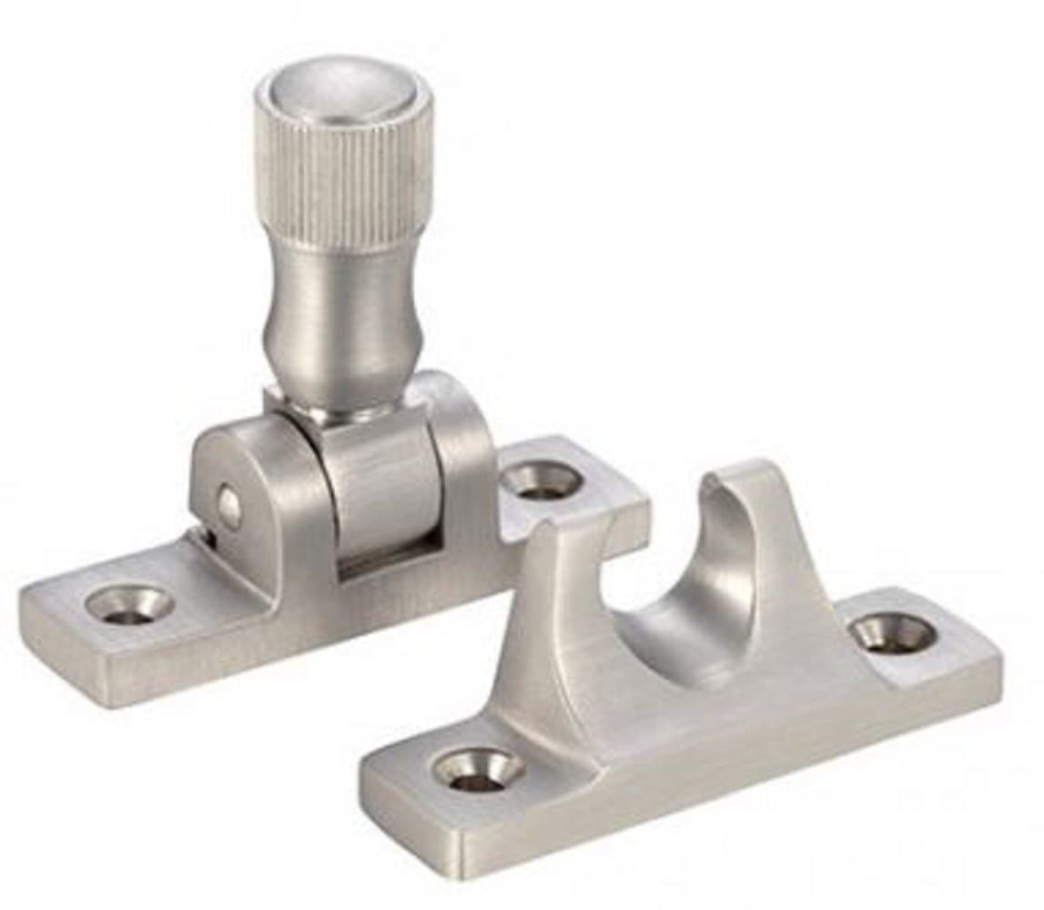Premium Quality Solid Brass Narrow Plate FB32 Brighton Pattern Twist Arm Sash Fastener Lock for Wooden Sliding Sash Windows (Satin Chrome)