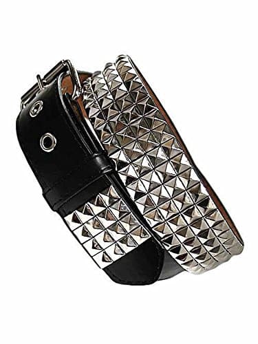 Four Row Black & Silver Pyramid Studded Belt