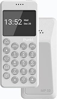 Punkt. MP02 New Generation 4G LTE Minimalist Mobile Phone, Unlocked, Nano-SIM, WiFi Hotspot,2GB RAM+16GB Storage, 1280 mAh Battery - Light Grey