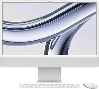 2023 iMac All-in-One Desktop Computer with M3 chip: 8-core CPU, 10-core GPU, 24-inch Retina Display, 8GB Unified Memory, 256GB SSD Storage, Matching Accessories. Works with iPhone/iPad; Silver