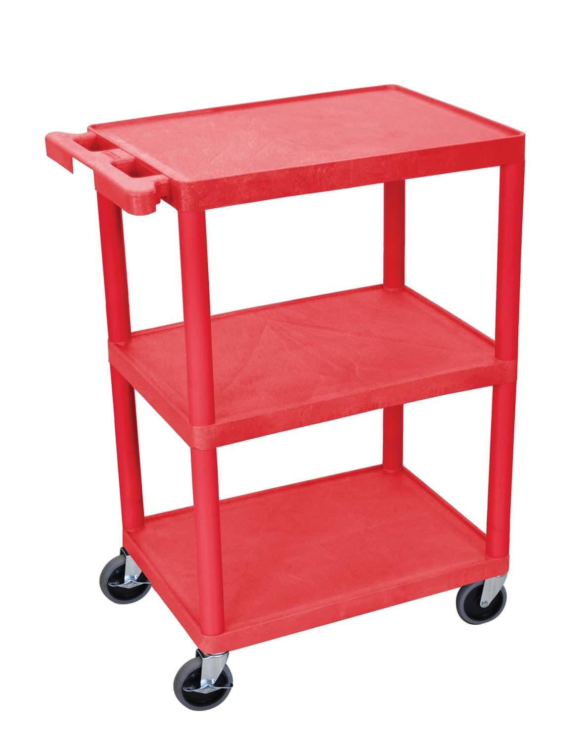 Utility Cart - 3 Shelves Structural Foam Plastic - Red