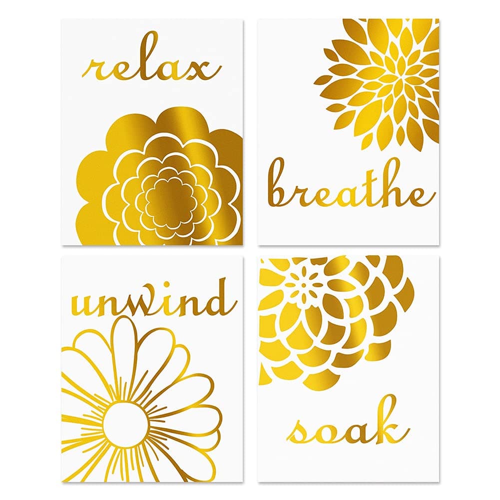 Abstract Flowers Gold Foil Print