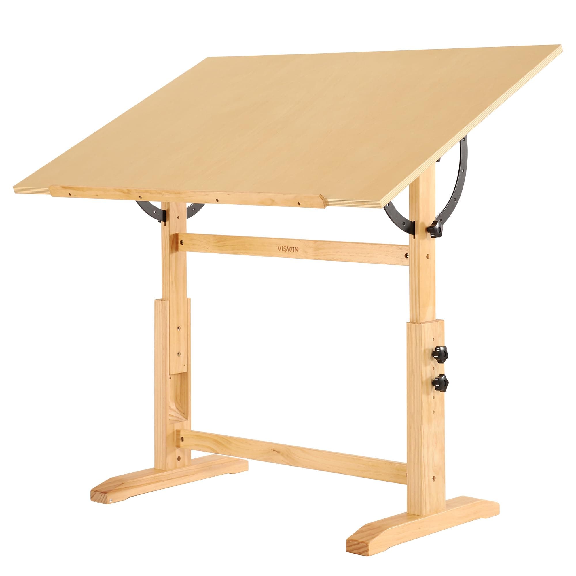 VISWIN Wood Drafting Table for Adults, 30" X 42" Extra-Large Drawing Table with Adjustable Height & Angle for Art Studio, Solid Pine Wood Artist Desk for Drawing, Drafting, Writing, Reading