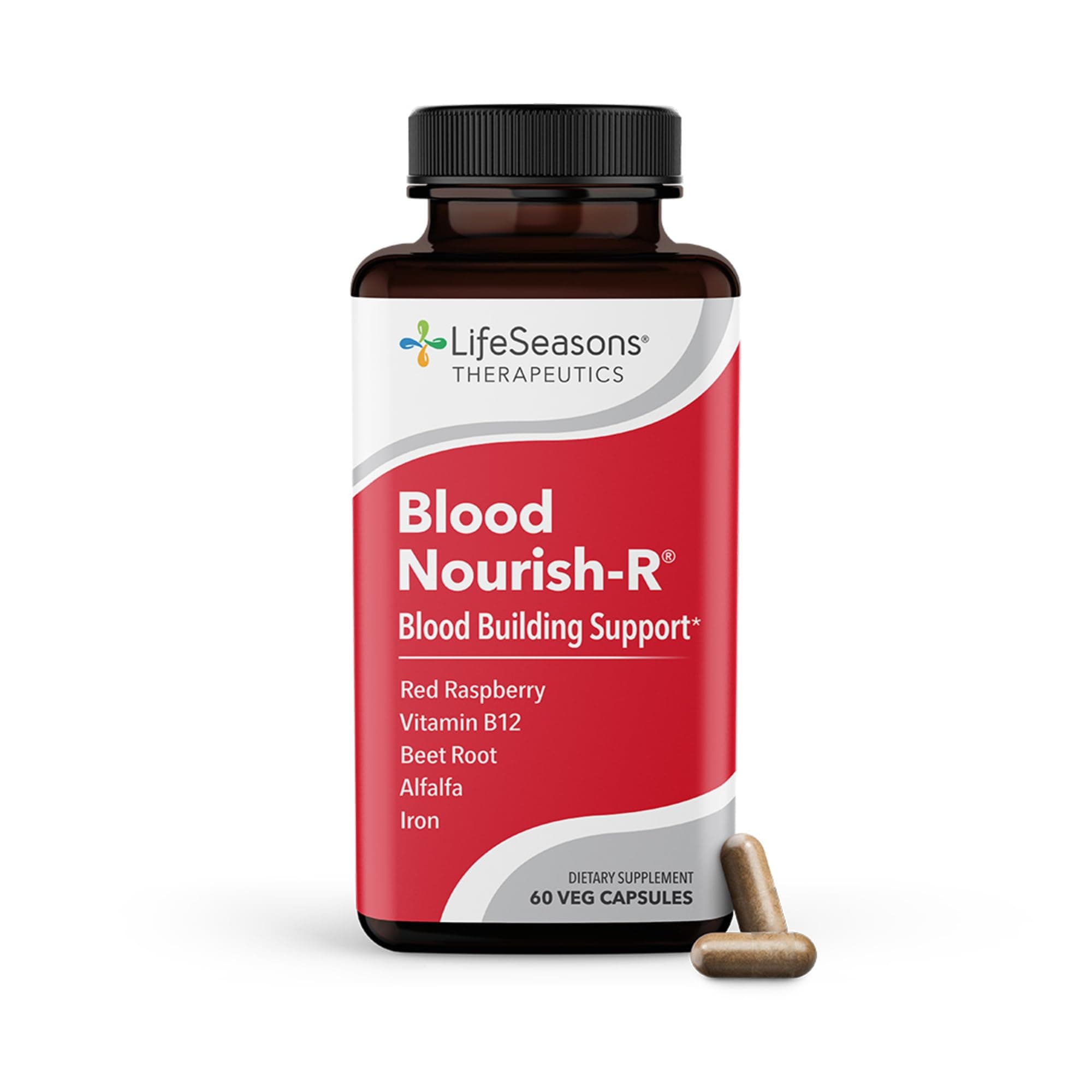Blood Nourish-R - Iron Deficiency Supplement - Supports Anemia, Fatigue & Dizziness - No Constipation - Blood Building - Iron, Beet Root, Alfalfa, Raspberry & Vitamin B-12-60 Capsules