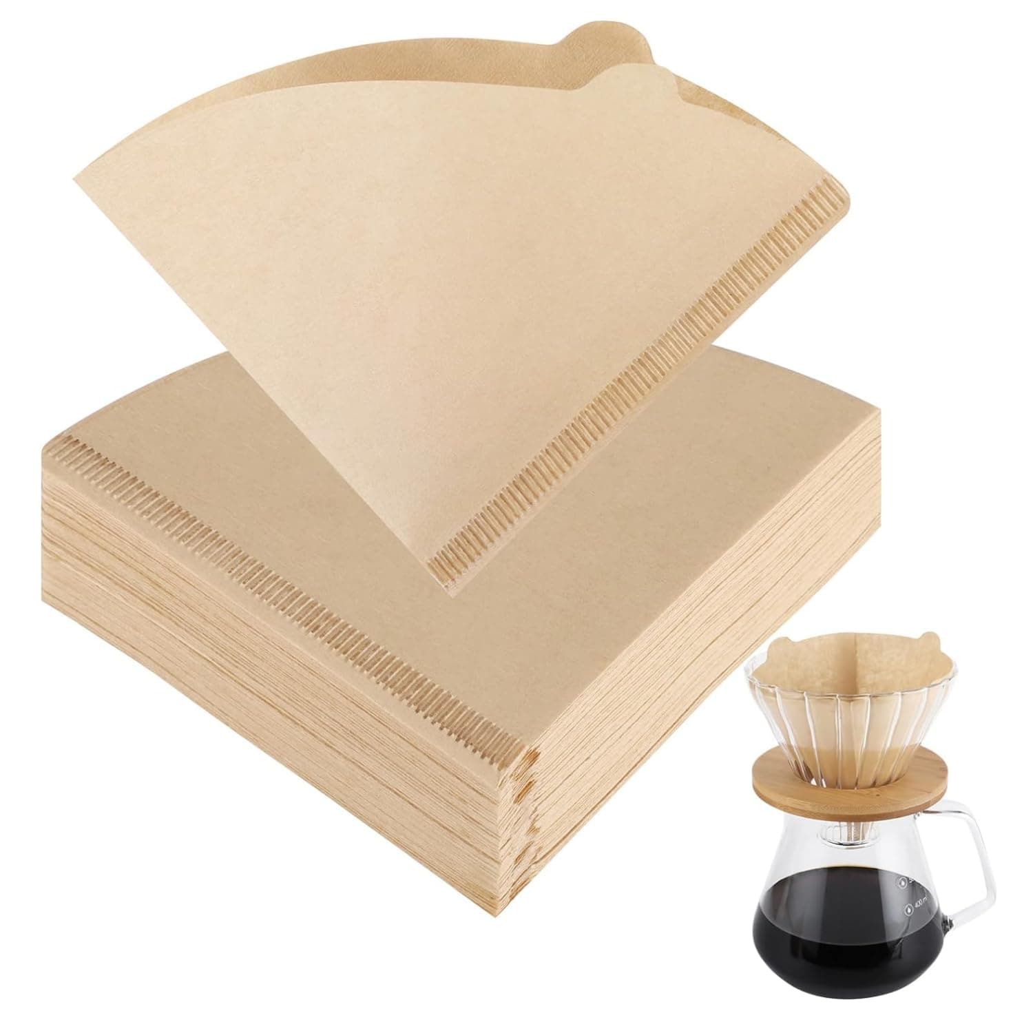 SKY-TOUCH Coffee Filter 100 pcs, Coffee Filter Paper V60 Unbleached Disposable Coffee Filters Paper for Pour Over and Drip Coffee Maker 2 4 Cups brown