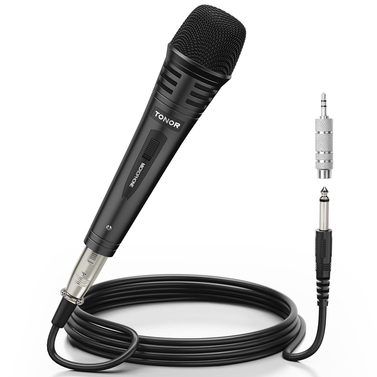 TONOR K1 Vocal Microphone for Singing, Dynamic Handheld Wired Karaoke Mic, Microfono with 5M XLR to 1/4" Cable, Compatible with Amp, Mixer, Suitable for Speech, Karaoke and Outdoor Activities