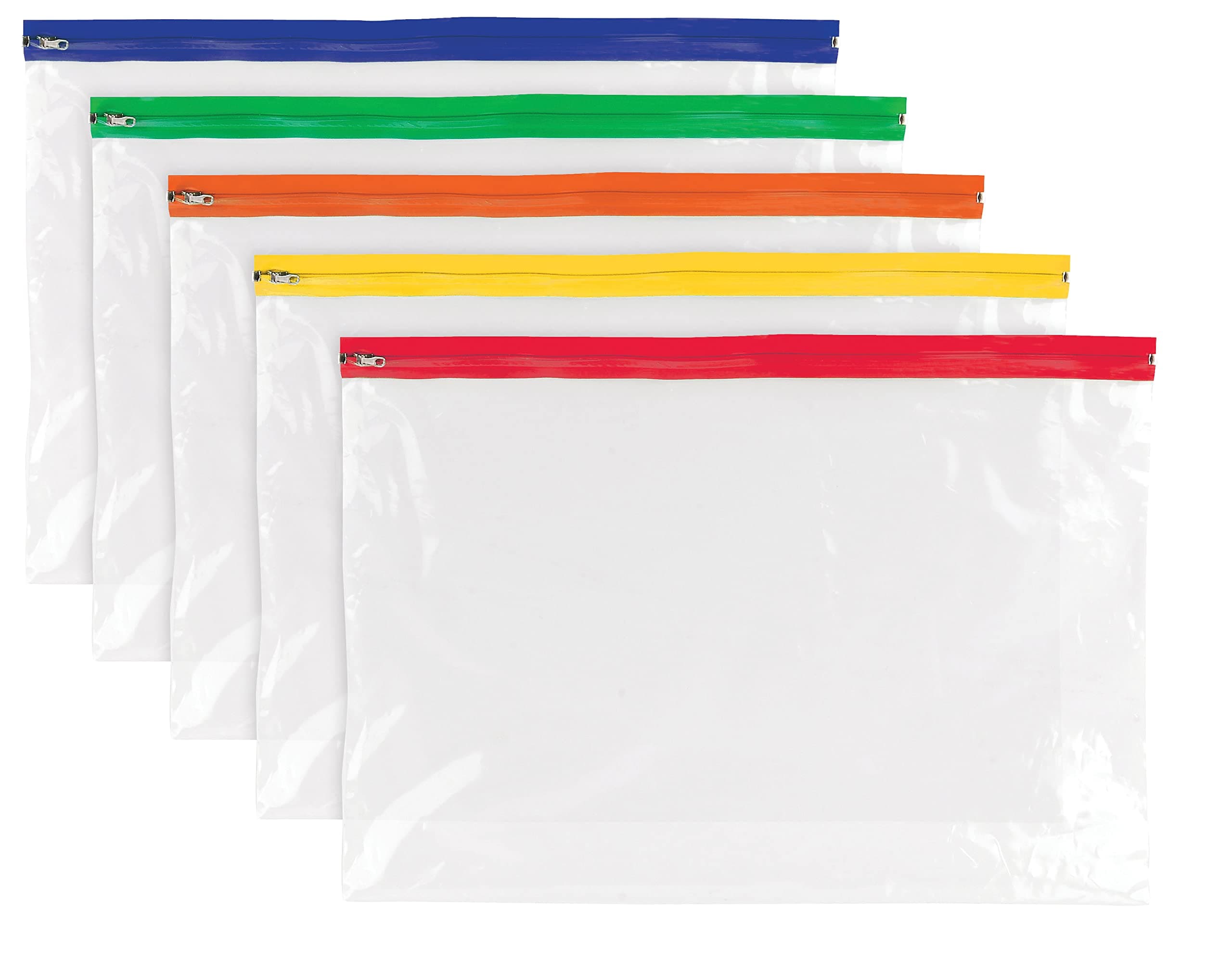 A4 Plus Zip Bag Document Wallet Pouch - Pack of 5 Assorted Colours