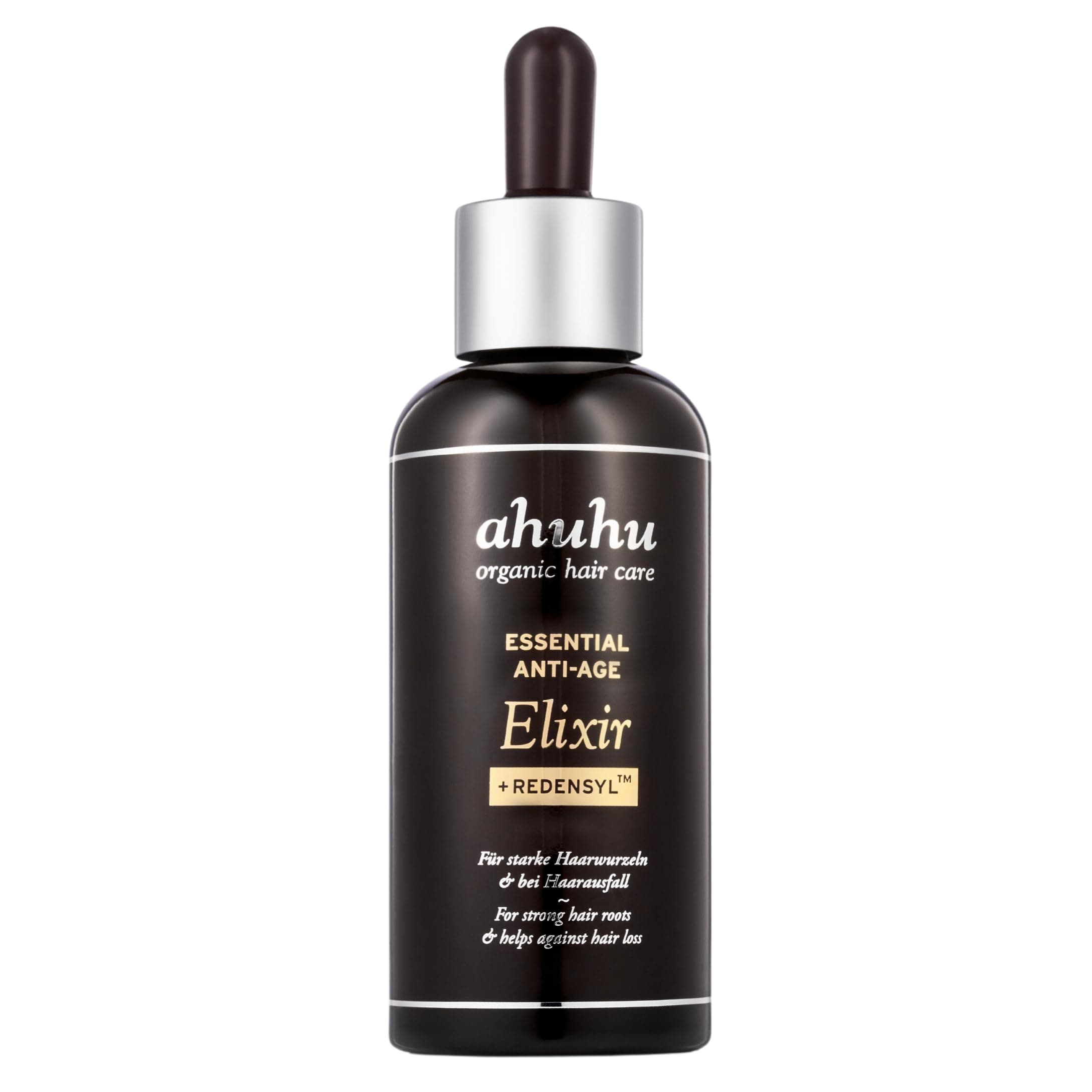 ahuhu ESSENTIAL ANTI-AGE Elixir with Redensyl & Caffeine (100ml) - Highly effective scalp care for thicker hair, Stimulates hair growth, Vegan