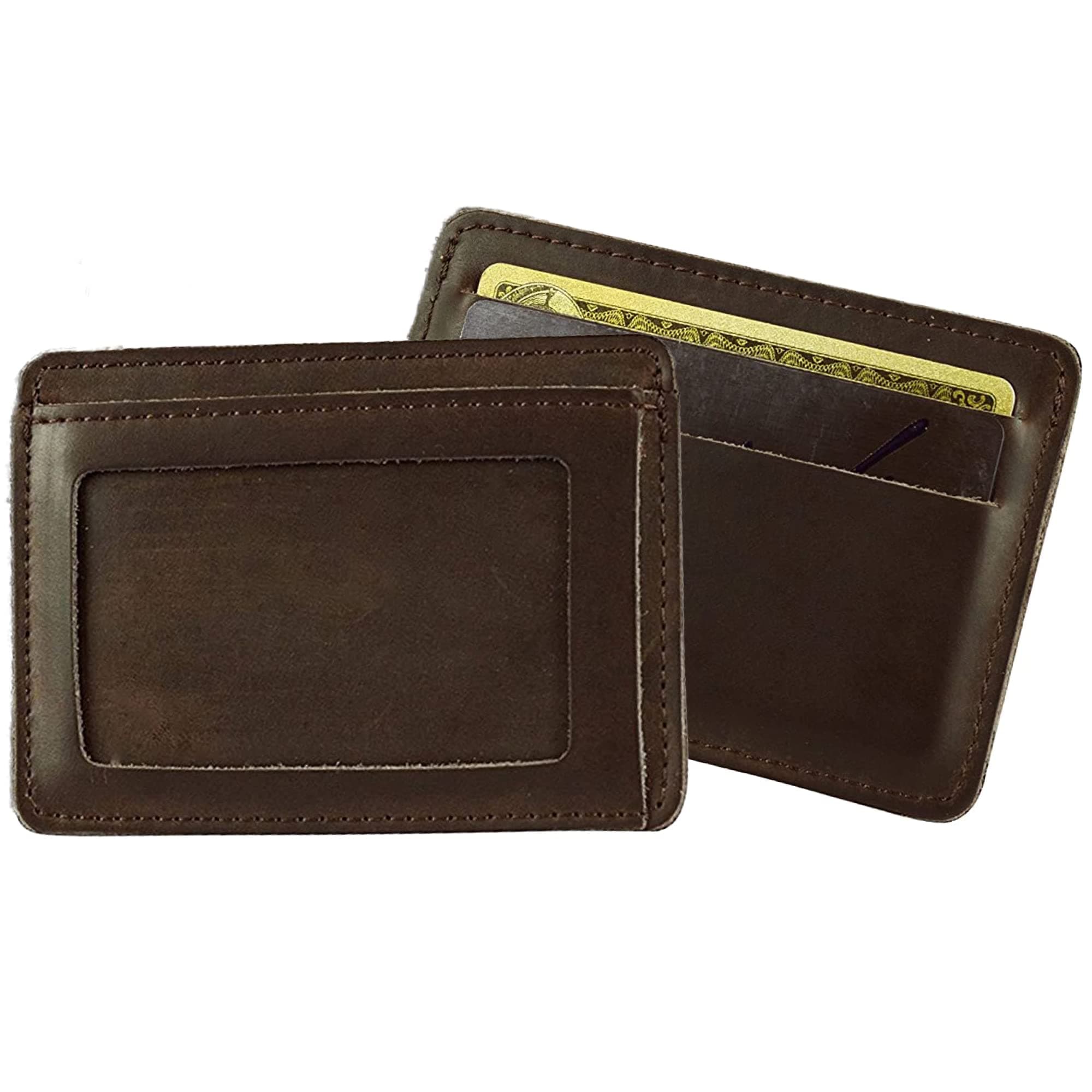 Frontier Wallet - Crafted from Top Grain Leather - Slim Profile Front Pocket ID Card Case Wallet in Espresso