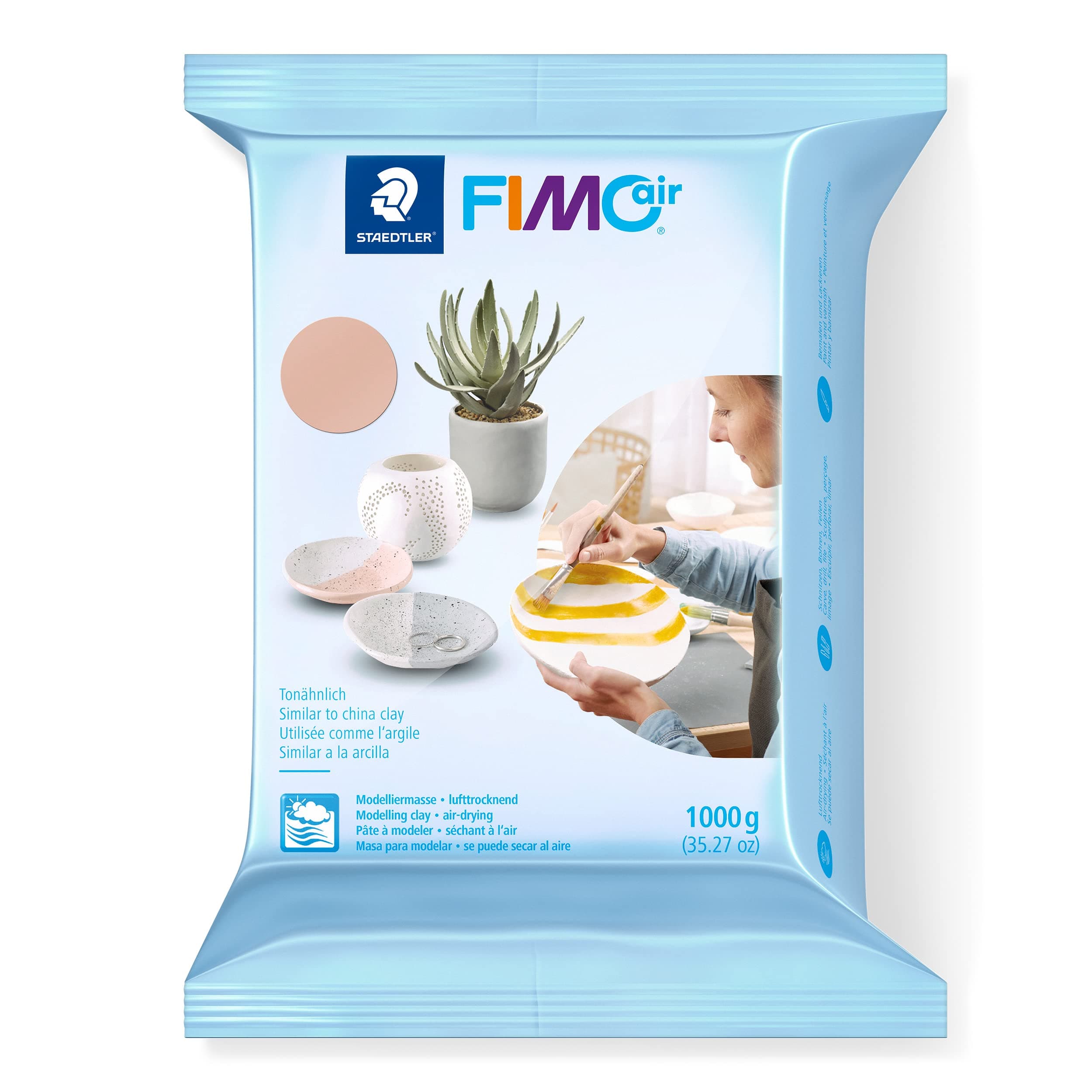 8101-43 FIMOair Basic - Air Drying Modelling Clay, 1kg - Pale Pink (Pack of 1)