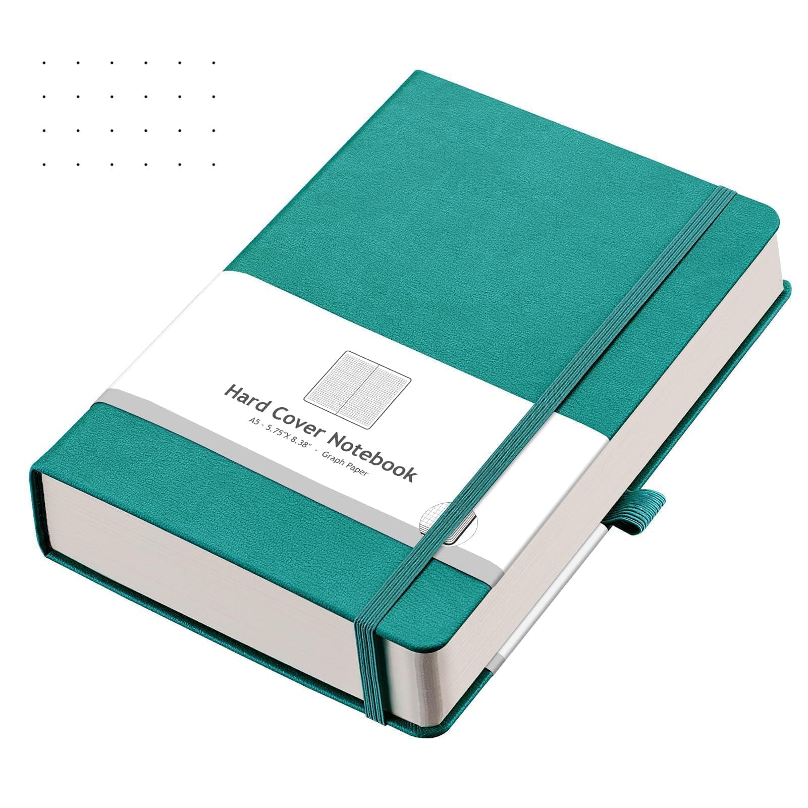 AHGXG Dotted Journal - 320 Numbered Pages Dot Grid Notebook A5 Thick Journal, 100gsm Thick Dotted Paper, Leather Hardcover,Inner Pocket, 5.75'' × 8.38'', Cyan