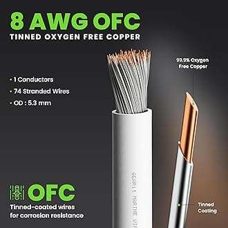 GEARit 8 Gauge Marine Electrical Primary Wire, 8 AWG (200ft) Marine Grade Tinned Copper Oxygen Free for Boat, Automotive, RV, Camper, Trailer