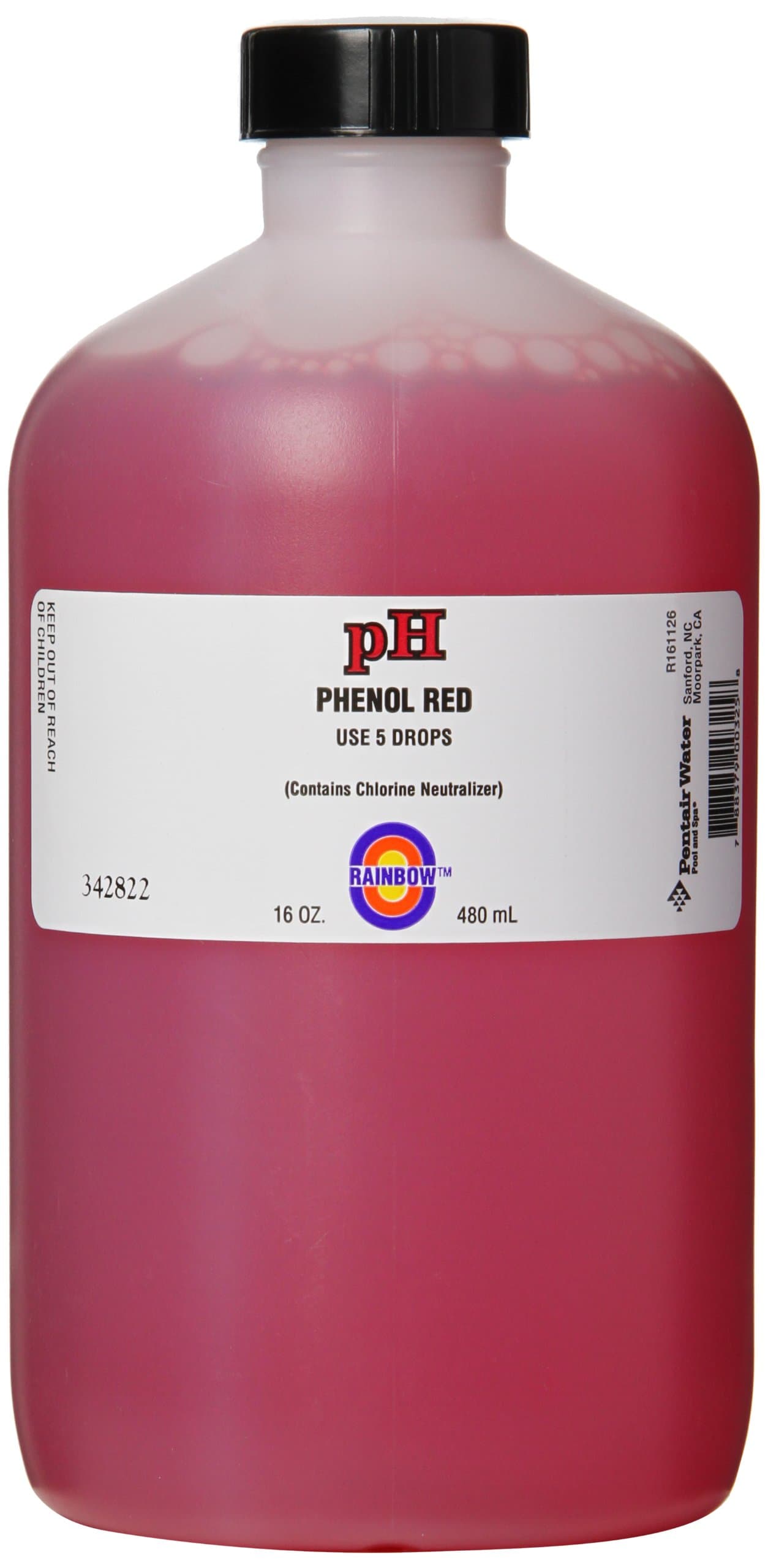 Pentair R161126 pH Solution Phenol Red with Chlorine Neutralizer, 16-Ounce