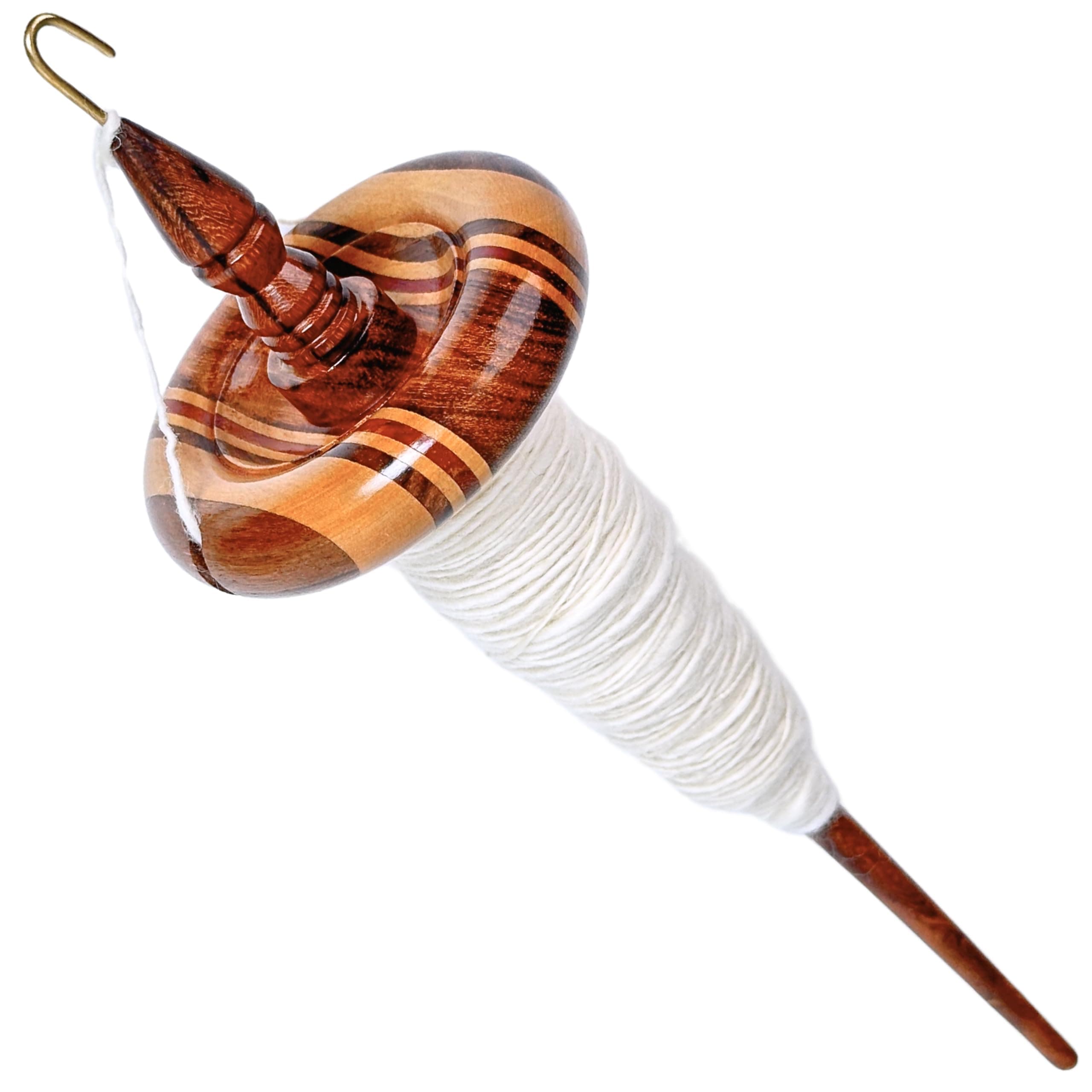 Premium Artisan Top Whorl Drop Spindle for Beginner & Advanced Hand Spinning - 11 inch Shaft | 3.25 inch Whorl Diameter | Multi-Wood Satin Finish | Spin Roving into Yarn