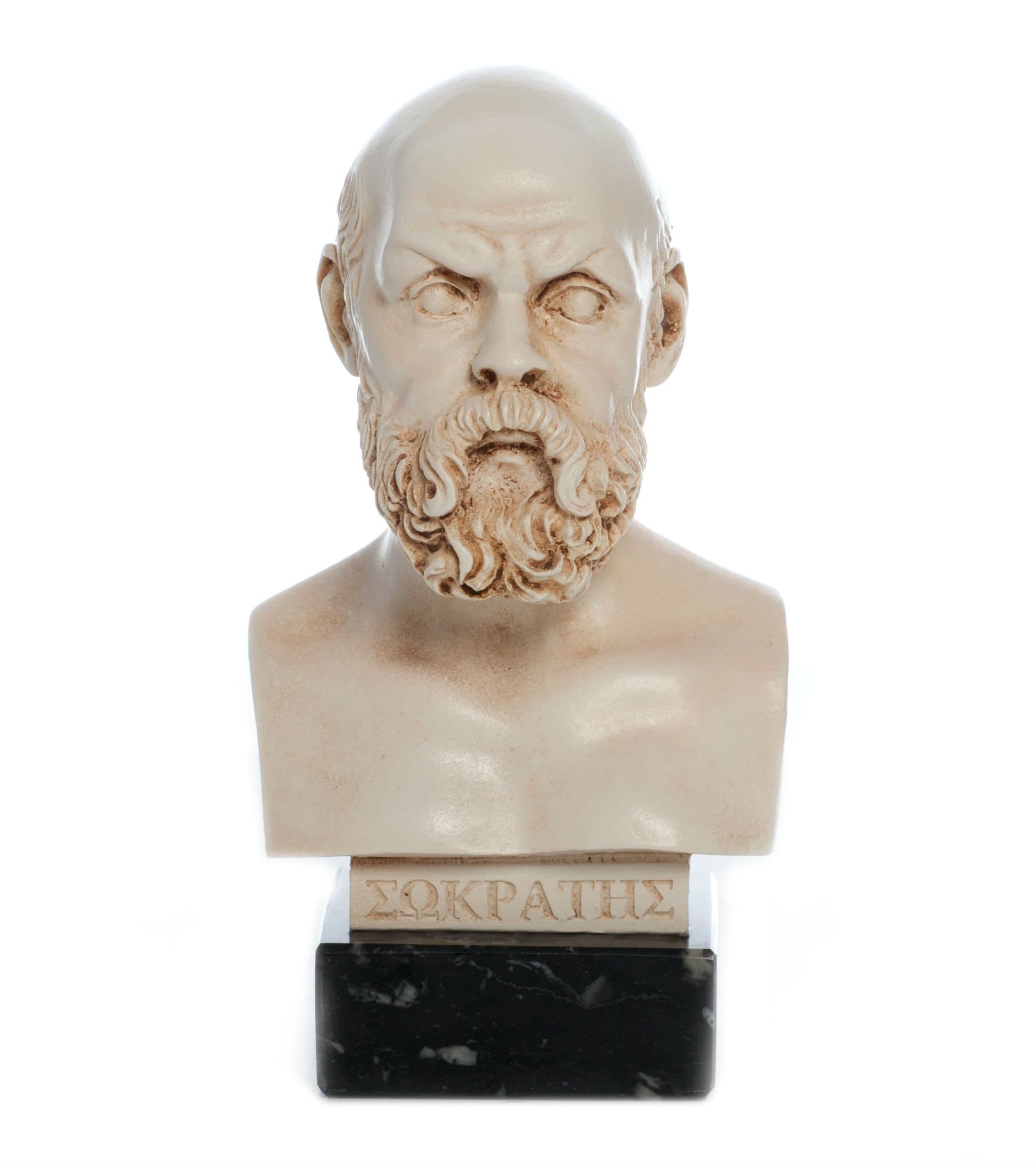 Socrates Bust Statue with Greek Marble Base (Patina Version) by AMA Epictetus