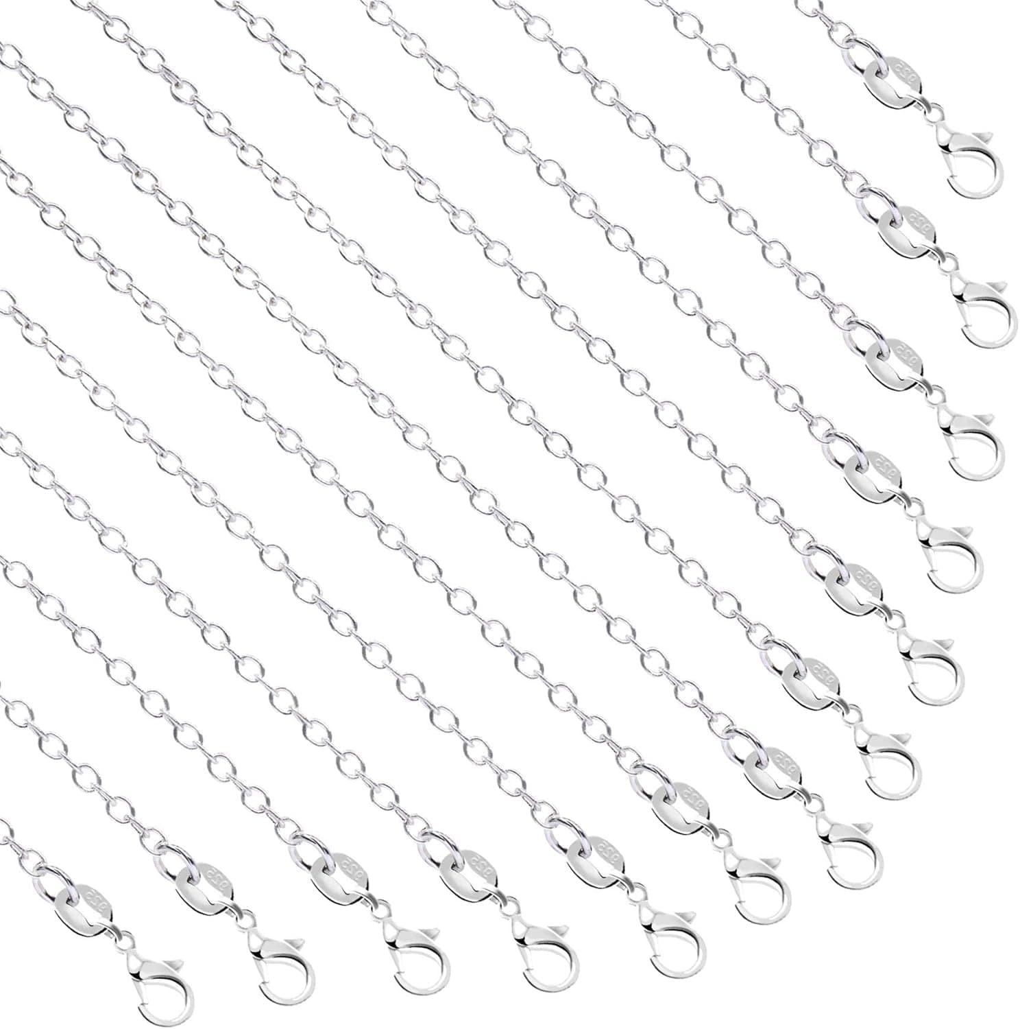 SANNIX 50 Pack Necklace Chains Bulk Silver Plated Necklace Chain Silver Chain Necklaces for DIY Jewelry Making Supplies, 1.2mm 18 Inches