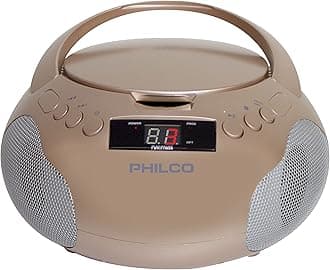 Philco Portable CD Player Boombox with Speaker and AM FM Radio | Rose Gold Boombox for CD Player, CD-R/CD-RW and Audio CD | 3.5mm AUX Input | Stereo Sound | LED Display