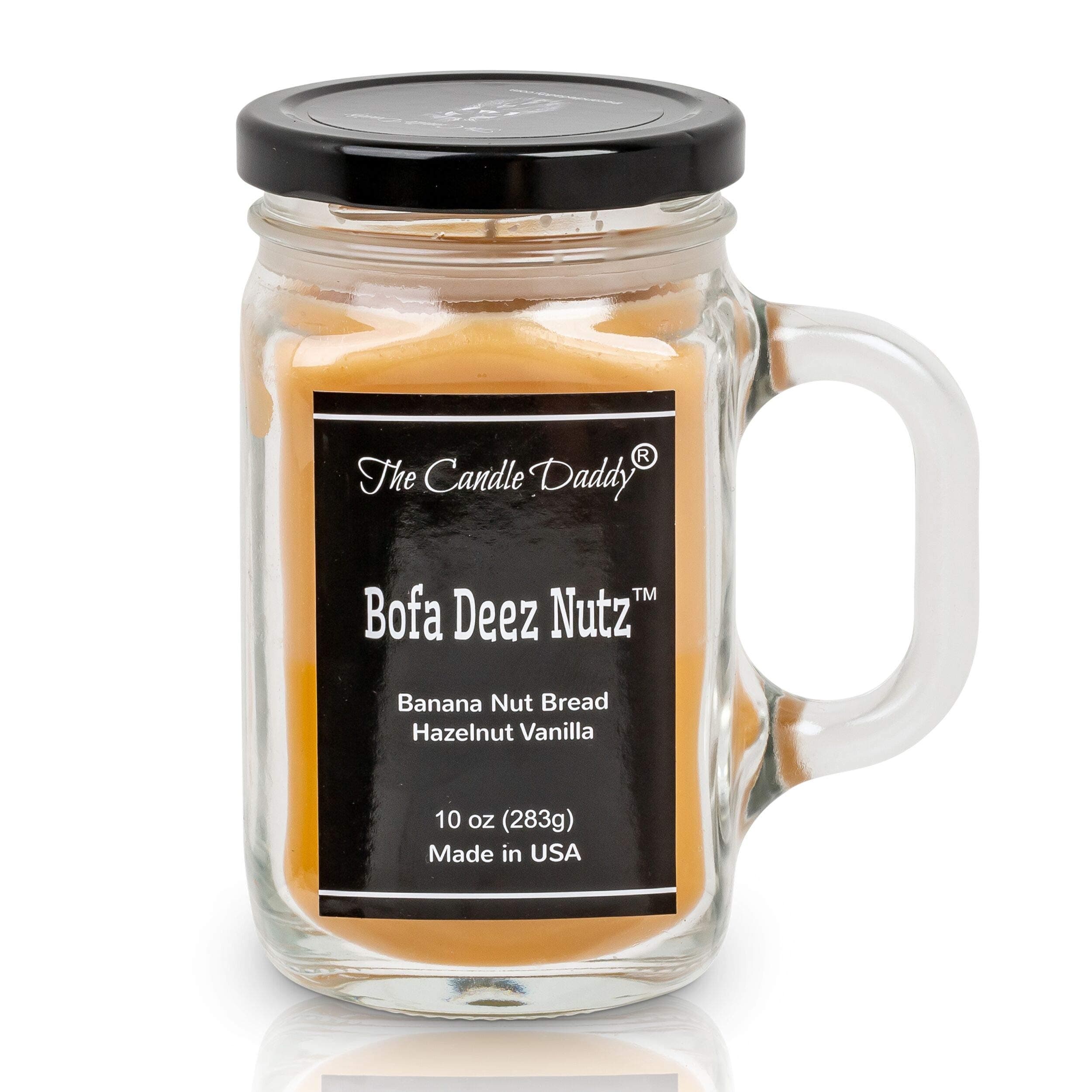 The Candle Daddy- Bofa Deez Nutz - Banana Nut Bread, Hazelnut Scented Double Layer 10 oz Mason Jar - Funny Gag Joke Poured in Small Batches in USA