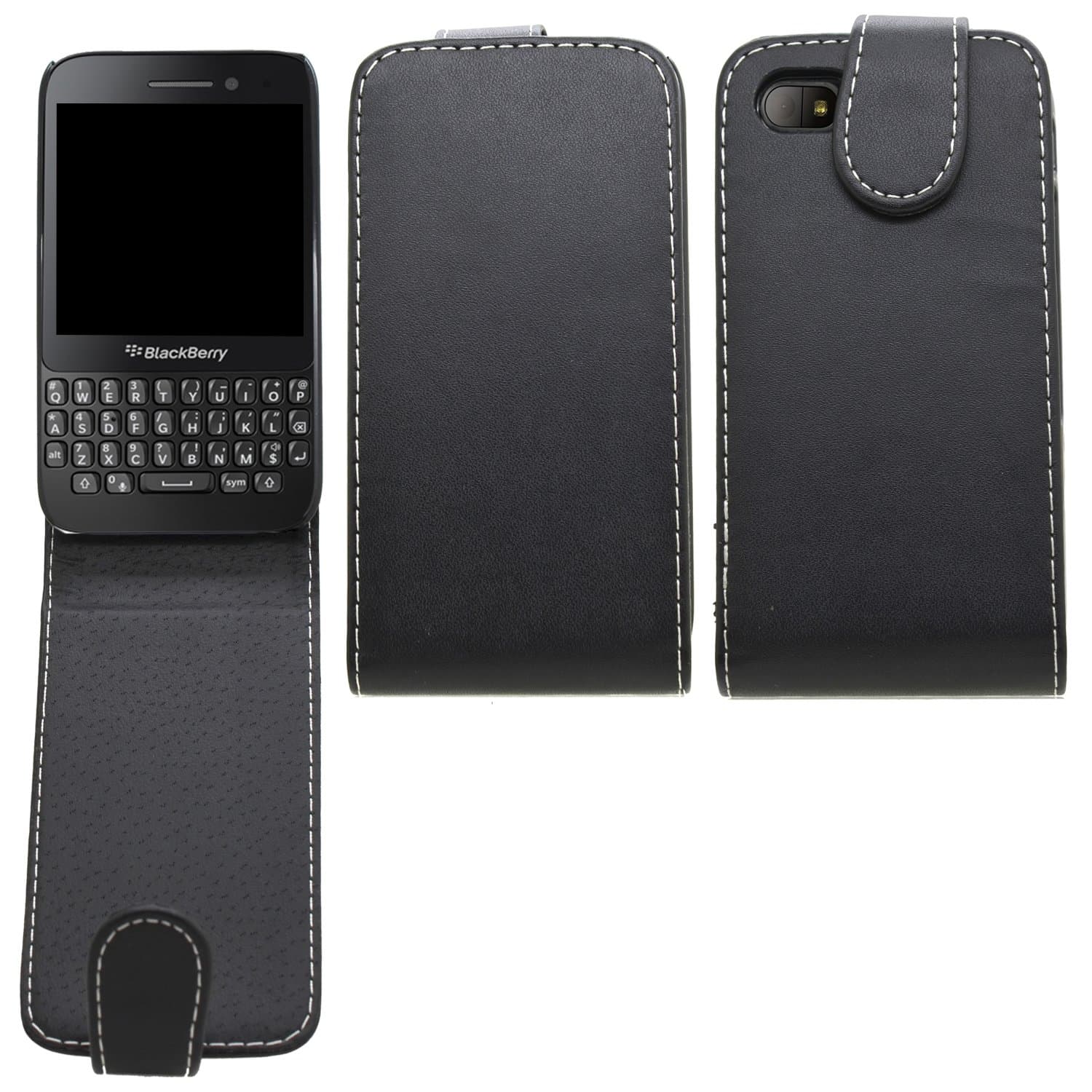SAMRICK - Blackberry Q5 - Specially Designed Leather Flip Case - Black